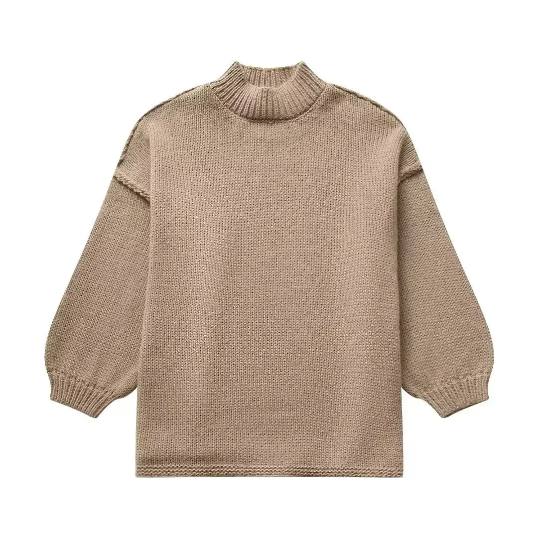 Gemütlicher Strickpullover mit Rollkragen und stylischen Puffärmeln