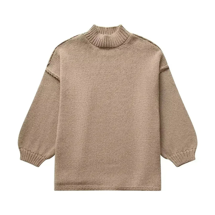 Gemütlicher Strickpullover mit Rollkragen und stylischen Puffärmeln