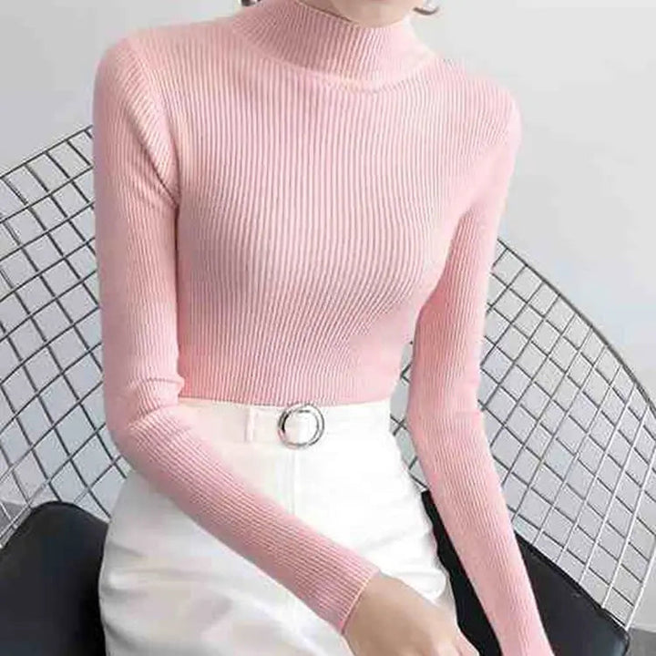 Gemütlicher gerippter Wollpullover für Damen