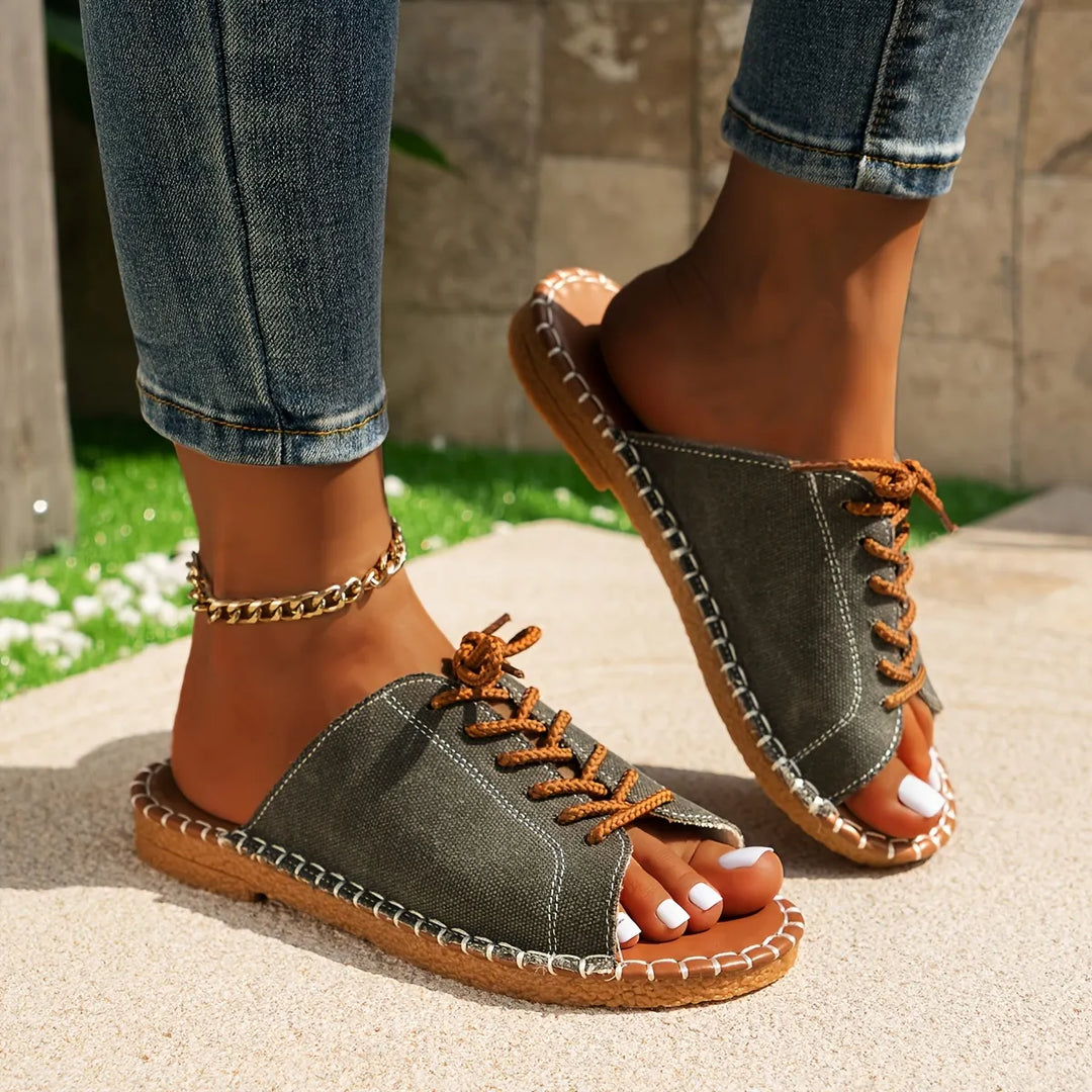 Schnürsandalen im Vintage-Look für Damen von hinten