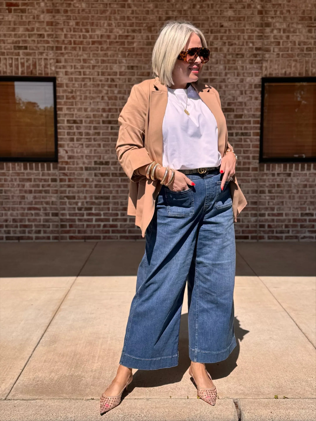 High-Waist Weite Jeans mit weitem Bein