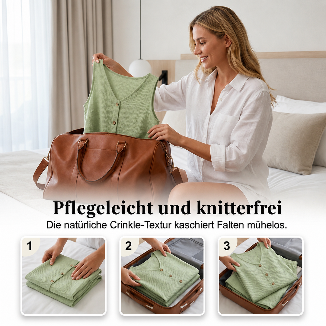 Zweiteiliges Set mit gekräuselter Knopfleiste