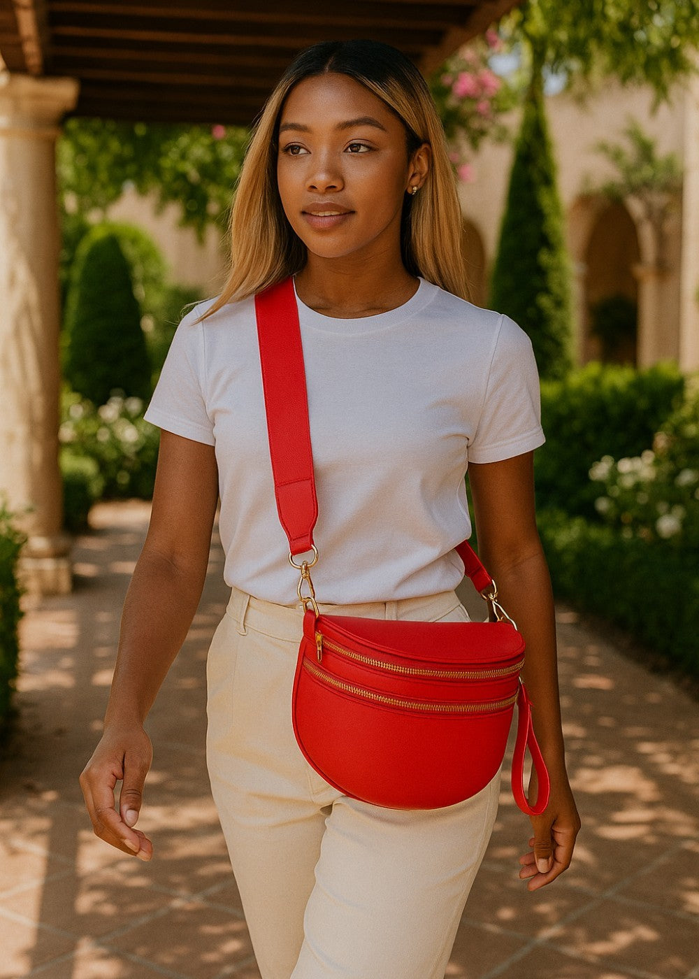 Elegante Gürteltasche aus echtem Leder für freihändige Mode