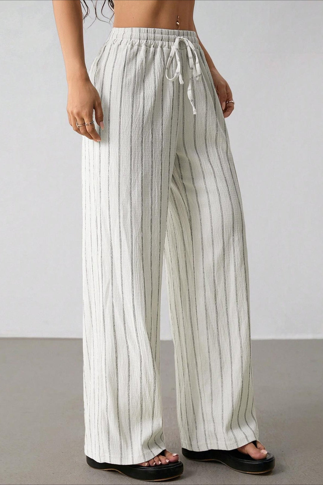 Damen Weite Hose Mit Streifen Und Colorblock
