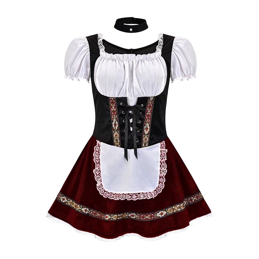Damen geschnürtes, maßgeschneidertes Dirndlkleid aus Polyester