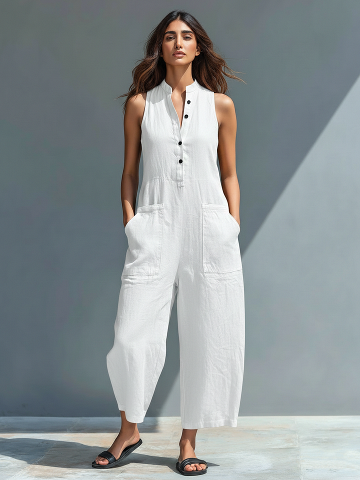 Fließender Leinen-Jumpsuit für Damen