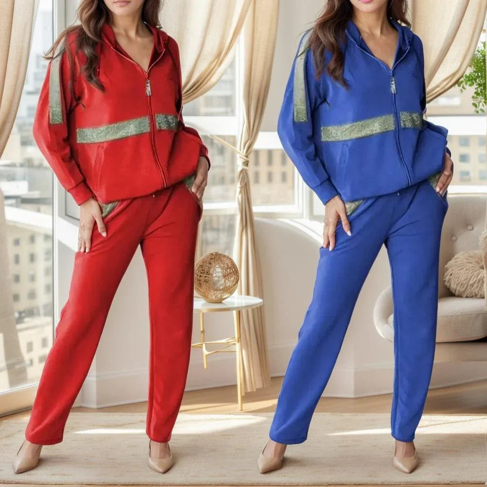 Weiches Sweatshirt-Set mit dezentem Glanz