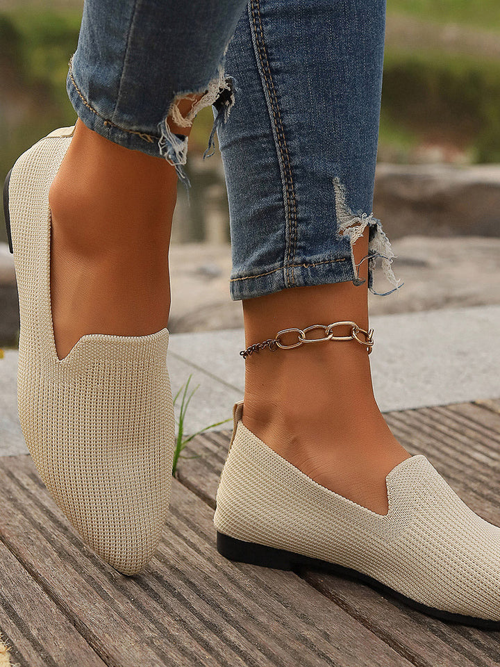Damen-Ballerinas Uni Casual von vorn mit runder Schuhspitze