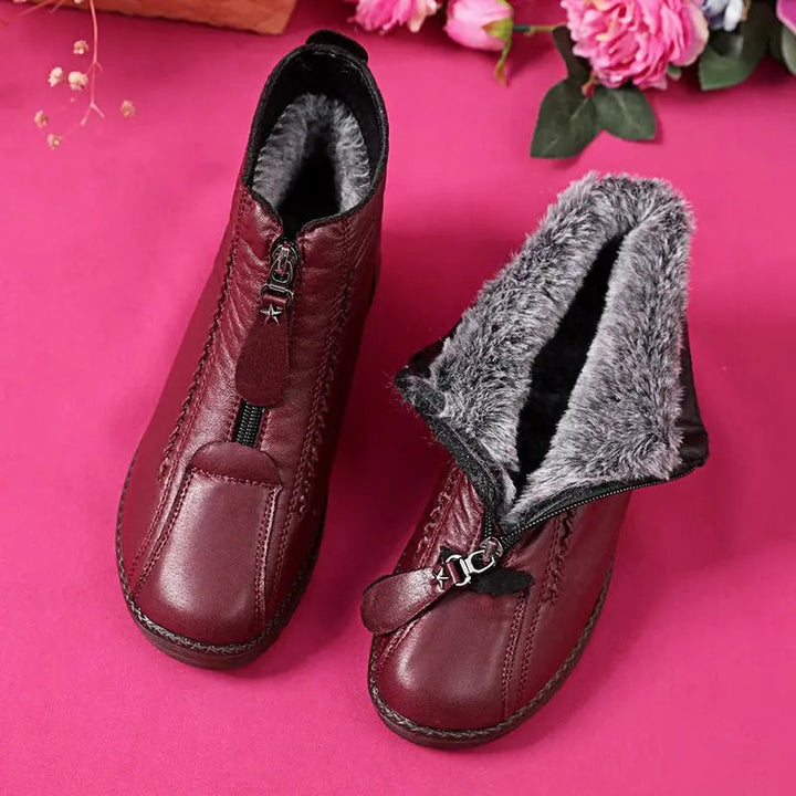 Gemütliche Winterstiefel aus natürlichem Leder mit warmer Fütterung
