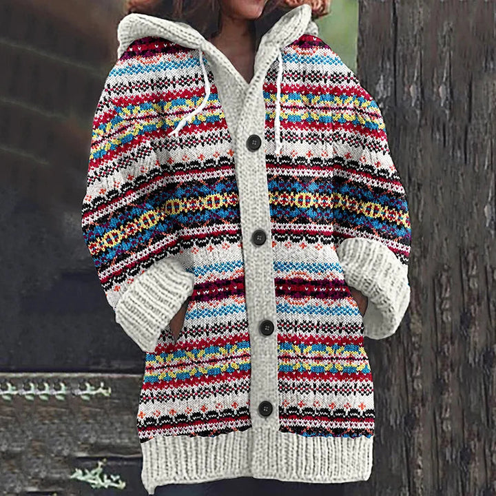 Warmer Strickcardigan mit Print