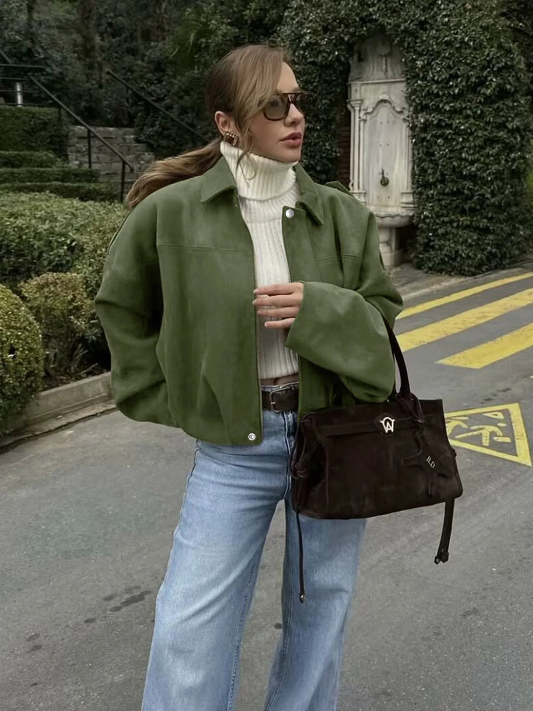 Damenjacke aus Polyester mit Cargo-Taschen und lockerem Schnitt
