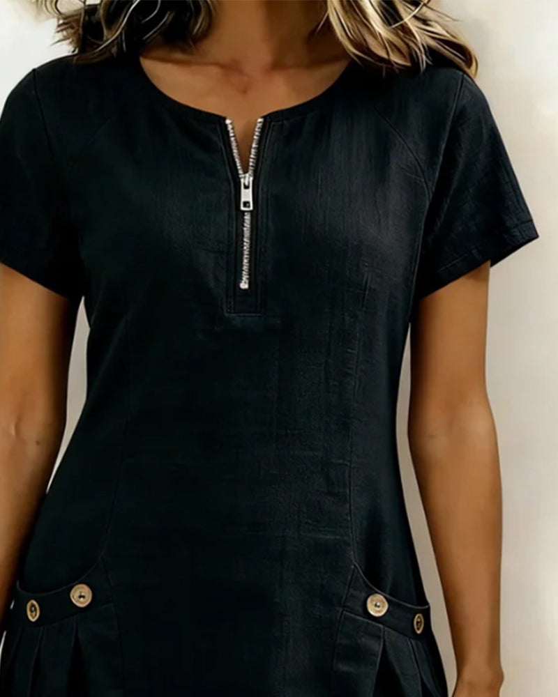 Leichtes Leinenkleid in A-Linien-Form für Damen