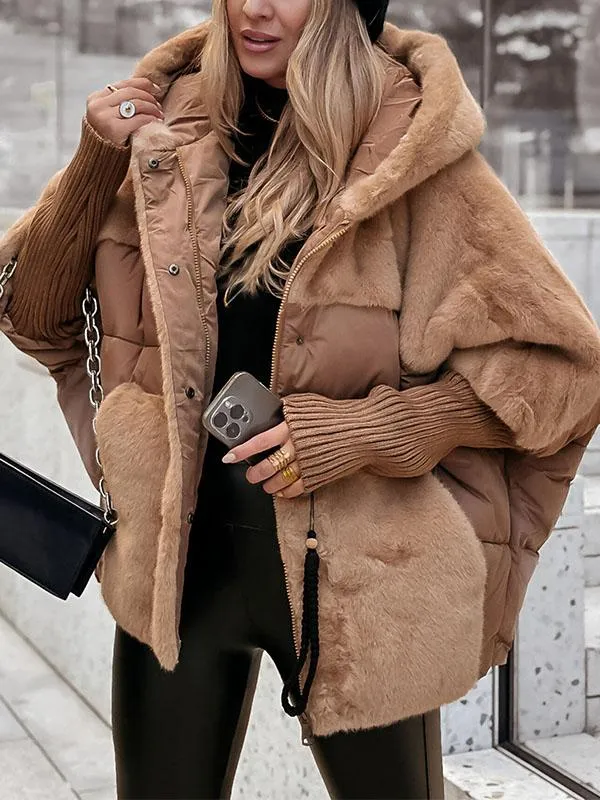 Lässige gefütterte Kapuzenjacke für Damen