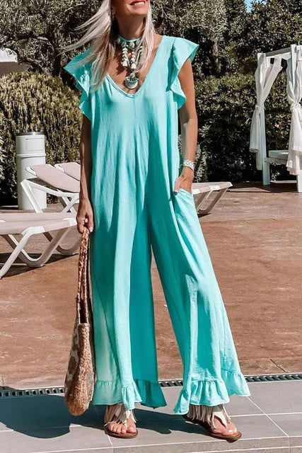 Sophia - Gerüschter Jumpsuit mit weitem Bein