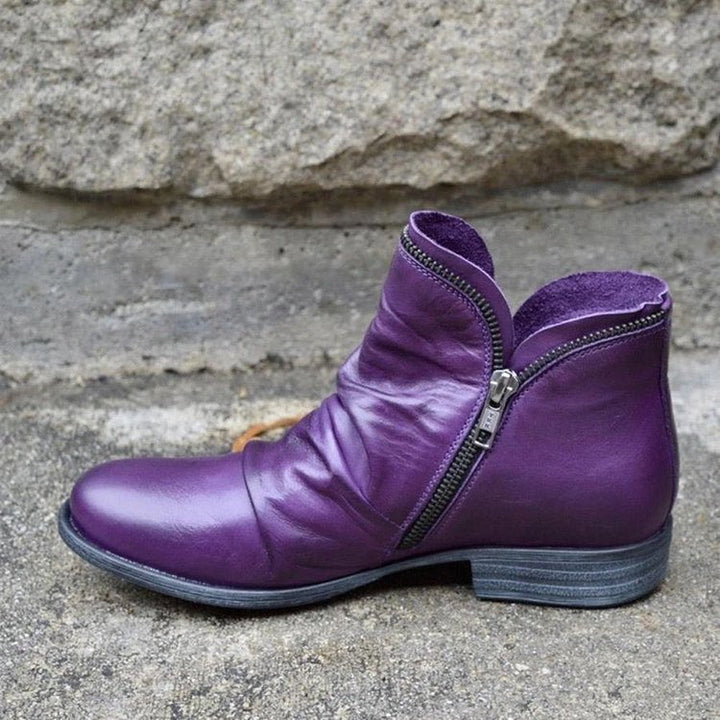 Damen Knöchelhohe Lederstiefeletten Mit Vintage Absatz
