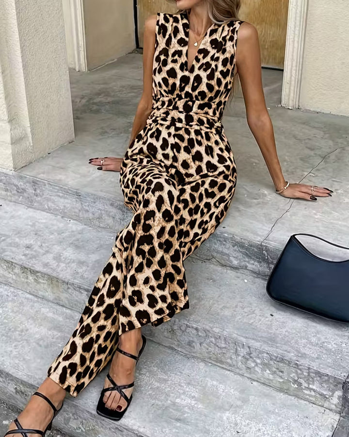 Damen Jumpsuit Mit Leopardenmuster