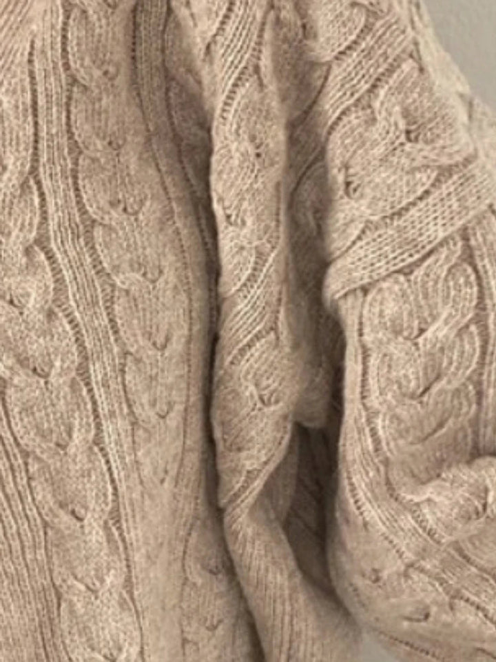Damen V-Ausschnitt Kabelstrickpullover mit lockerem Sitz