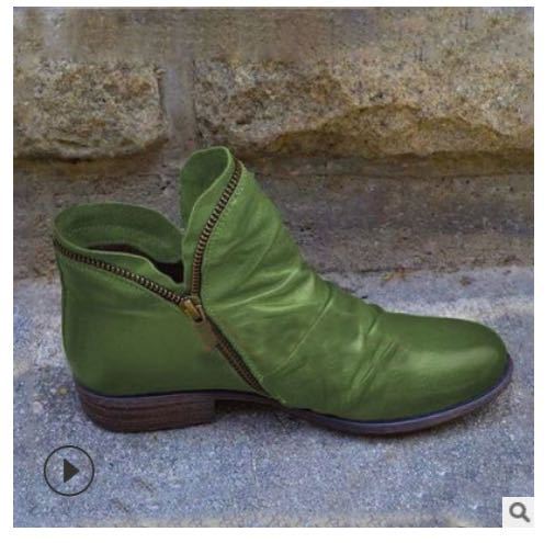 Damen Knöchelhohe Lederstiefeletten Mit Vintage Absatz
