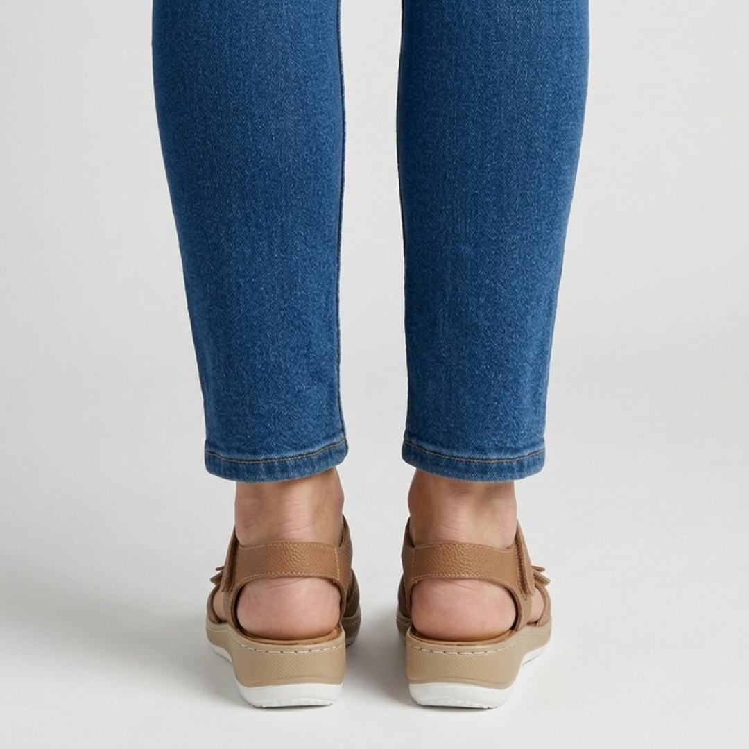 Damen Sandalen mit Blumenmuster und hohem Tragekomfort