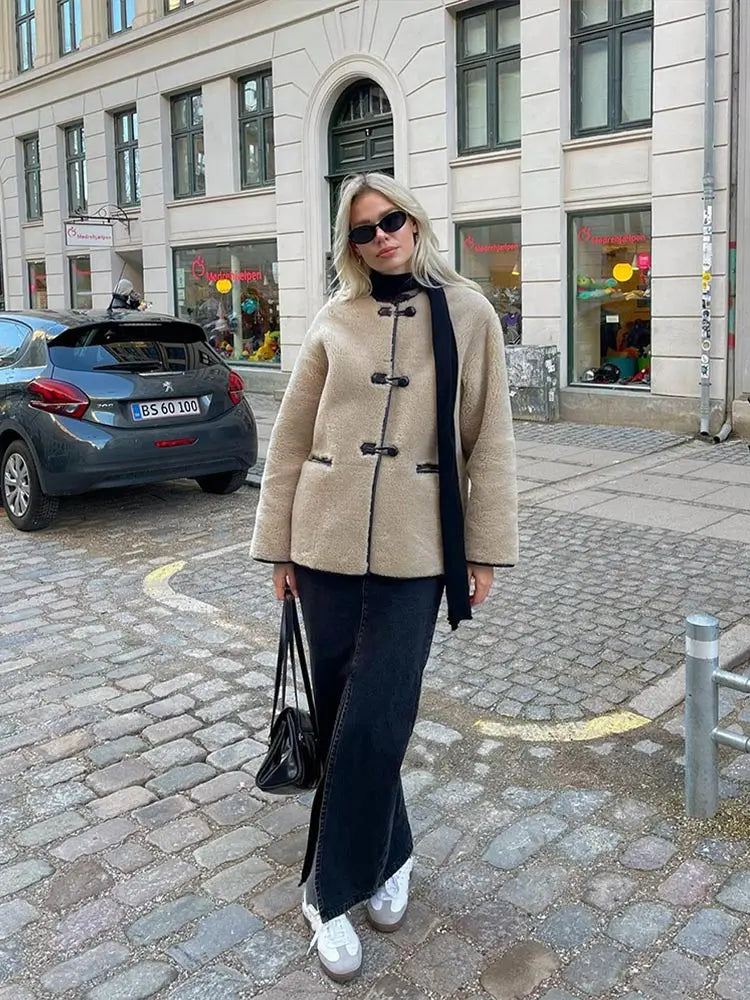 Gemütlicher Flauschiger Langer Mantel für Chicen Winterstil