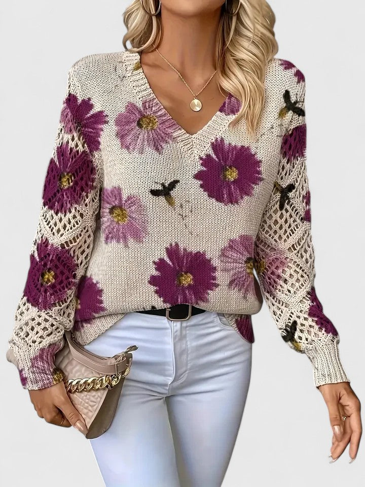 Eleganter Pullover mit Blumenmuster