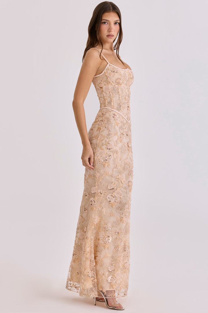 Ärmelloses Damen-Maxi-Kleid mit V-Ausschnitt