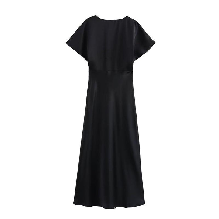 Satin-Midikleid Schwarz