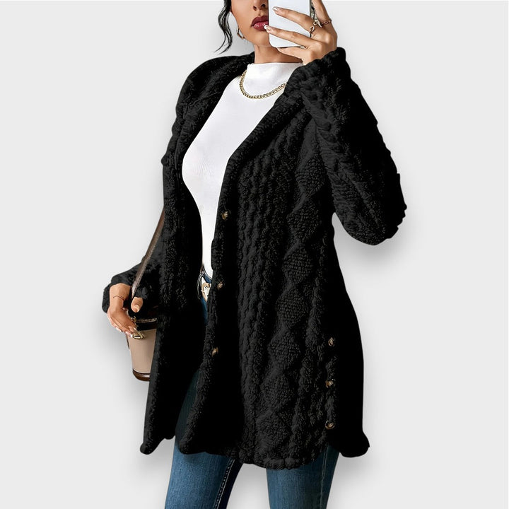 Gemütlicher Plüsch-Kapuzencardigan-Pullover