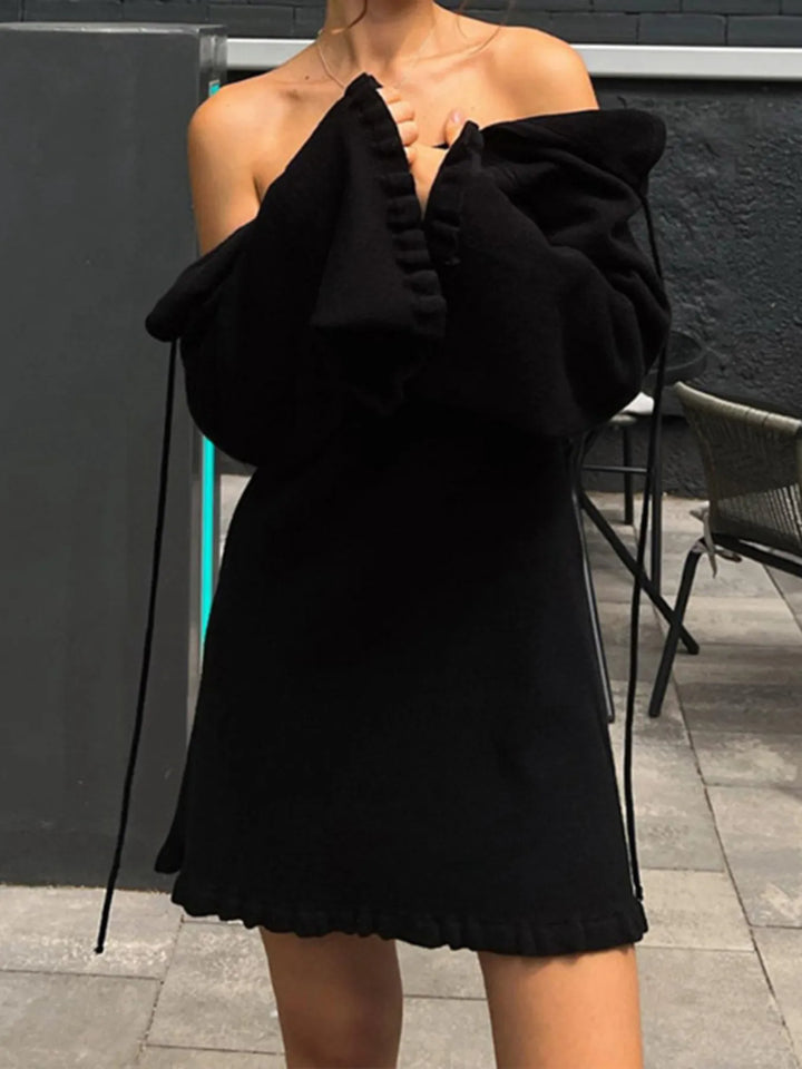 Damen Langarm Strickkleid mit Rückenausschnitt