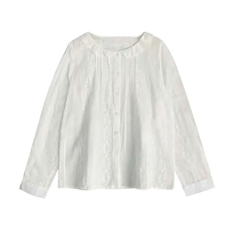 Embroidered shirt with button placket in a casual-chic style 