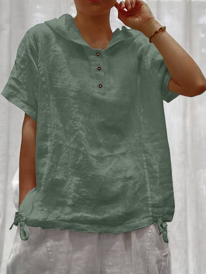 Locker geschnittener Kapuzenpullover mit kurzer Textur und Knopfleiste