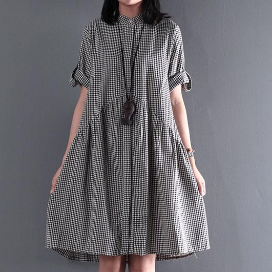 Baumwoll-Sommerkleid Schwarz Lässiges Weites Sommerkleid