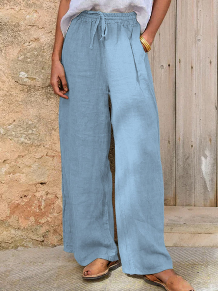 Damen Casual Hose aus Baumwoll-Leinen-Mix