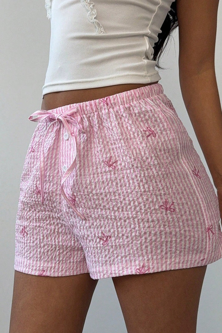 Gestreifte Damen Shorts in Rosa für den Sommer, Gesamtansicht