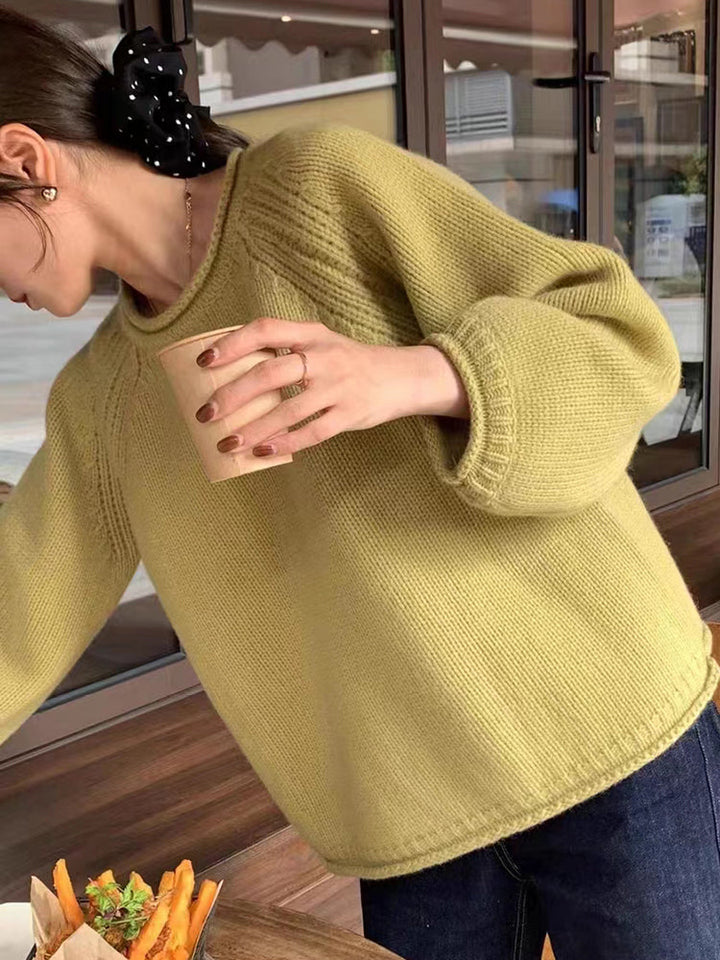 Locker Geschnittener Pullover mit Langarm