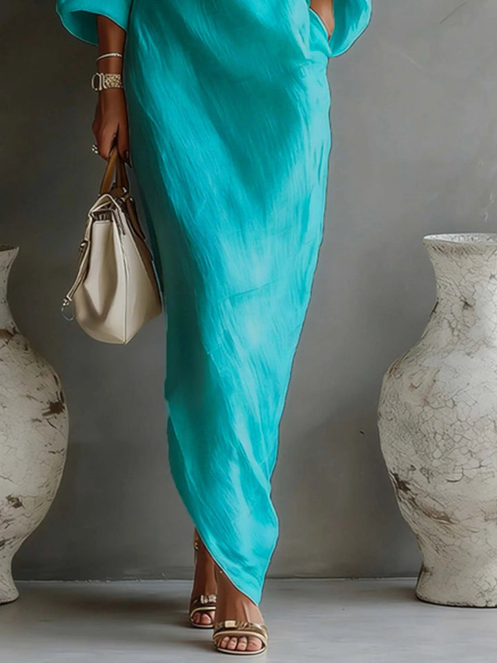 Maxikleid mit Ballonärmeln aus Leinen für Damen