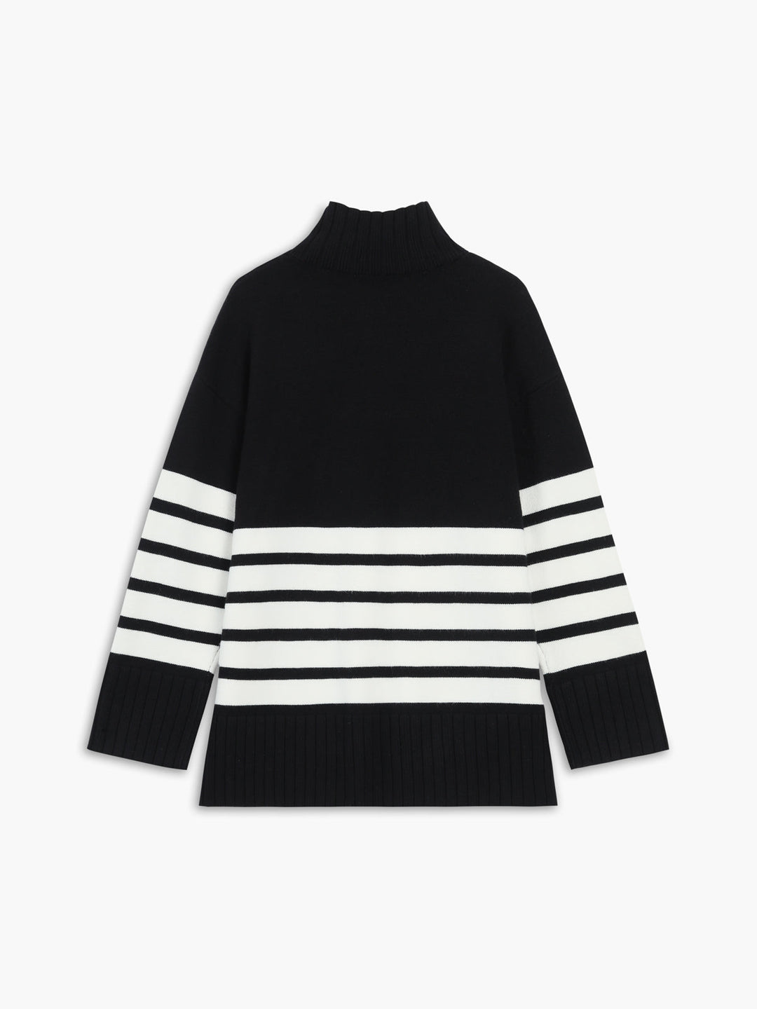 Miss Paris Mock Neck gestreifter Pullover