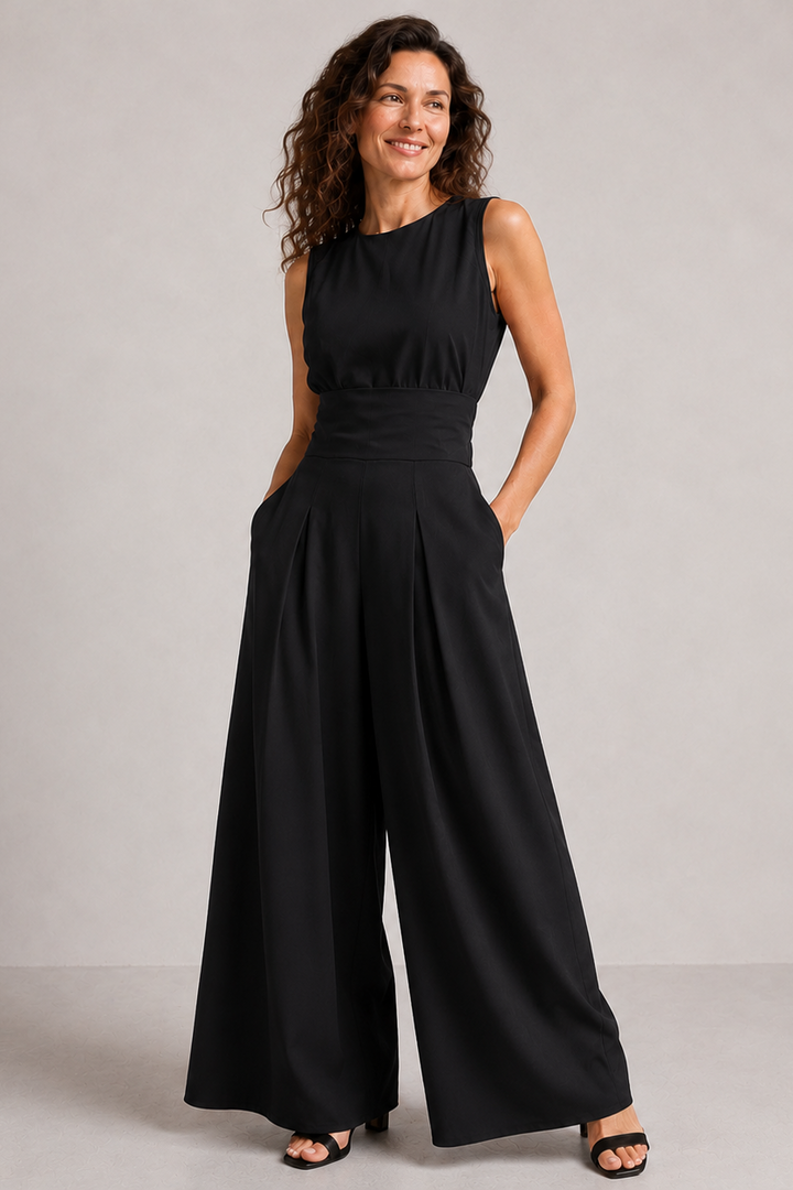 Eleganter ärmelloser Jumpsuit für Damen mit tailliertem Gürtel