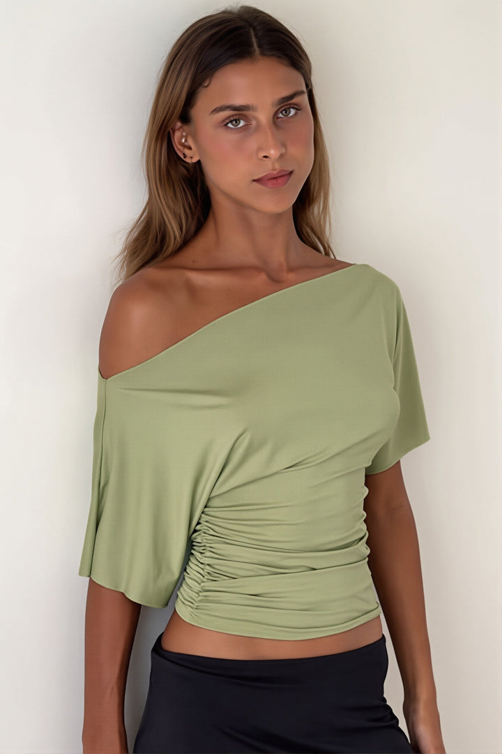 Schulterfreies Langarmshirt für Damen in körpernaher Passform