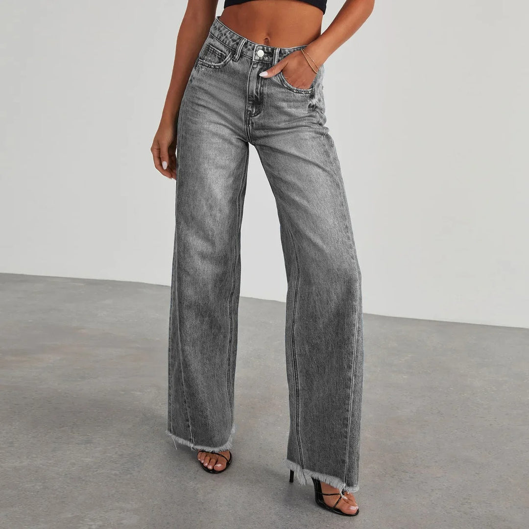 Damen Weite Jeans mit Fransensaum – Lässige Hose