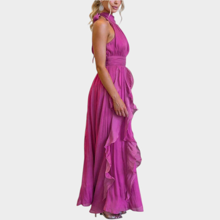 Elegantes Maxi-Kleid mit gerafftem Neckholder-Ausschnitt