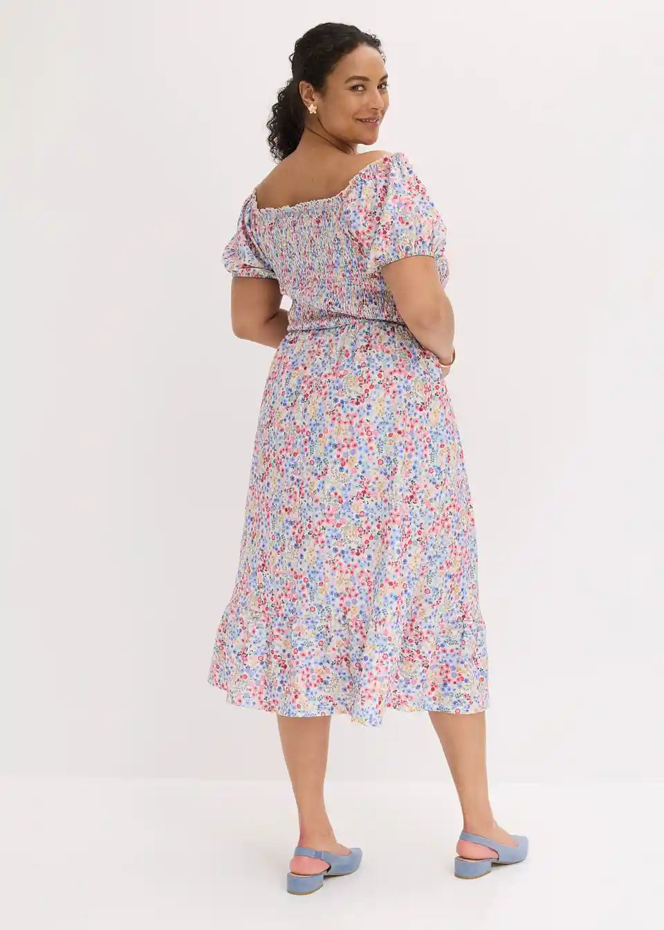 Damen Sommerkleid als Midikleid mit Blumenprint und lockerem Schnitt