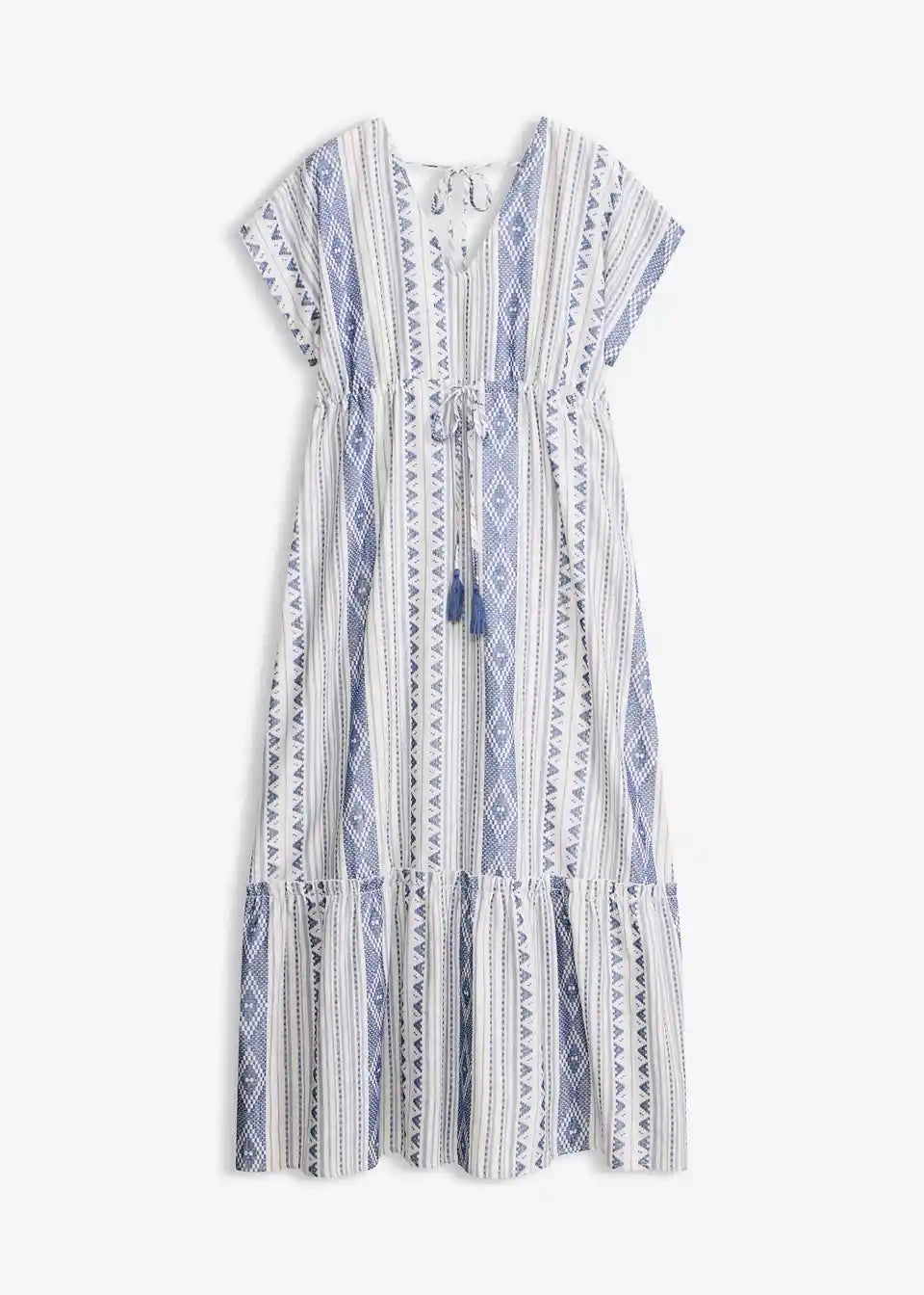 Damen Maxikleid Mit Ethno Streifen Und Taillenband
