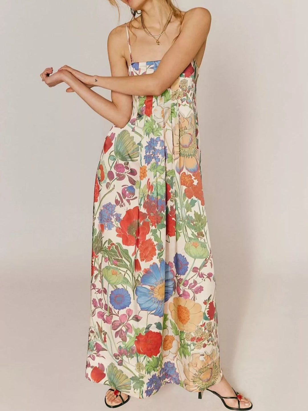 Maxikleid ärmellos mit Blumenmuster aus Polyester