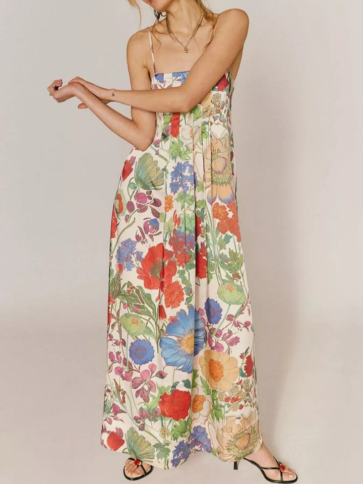 Maxikleid ärmellos mit Blumenmuster aus Polyester