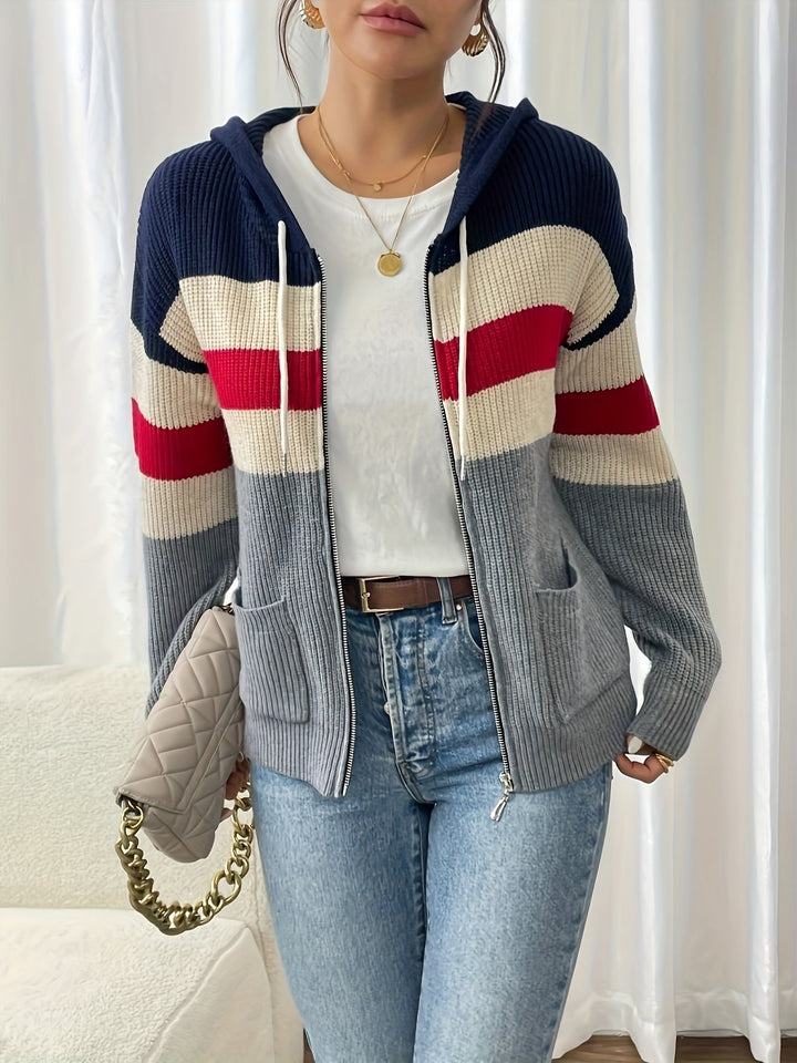 Damen-Cardigan mit praktischer Kapuze und Reißverschluss