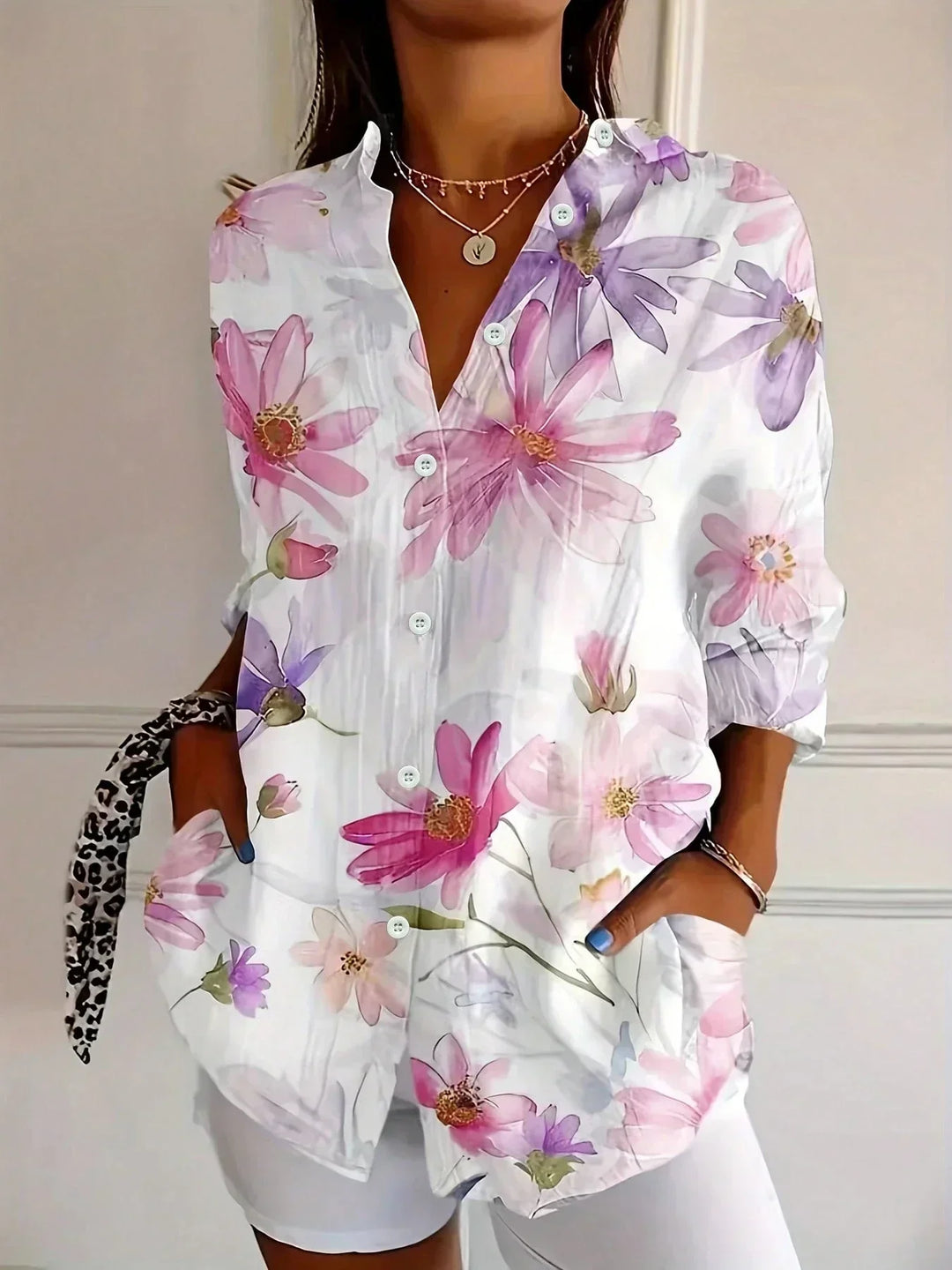 Elegantes Langarmshirt mit bedrucktem Muster für Damen