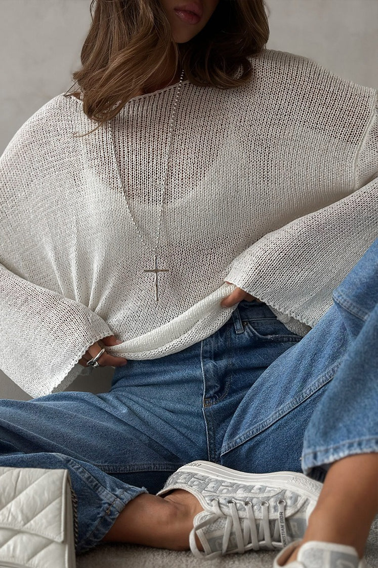Damenpullover mit lässigem Schnitt und Off-Shoulder-Ausschnitt