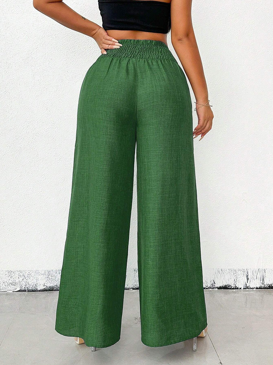 Damen Stoffhose mit weitem Bein und lockerem Sitz, Nahaufnahme