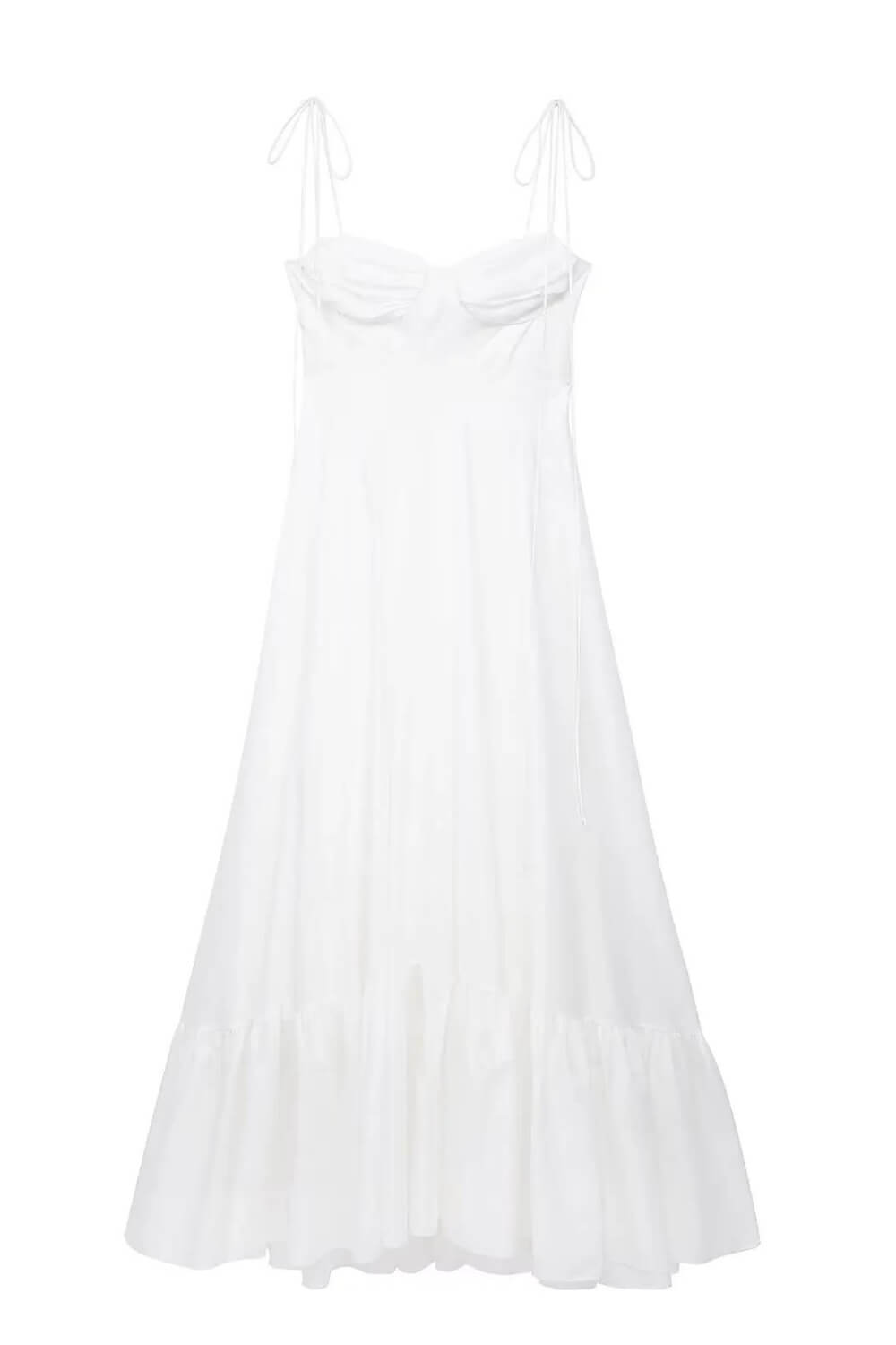 Polyester Fließendes Langkleid Weiß